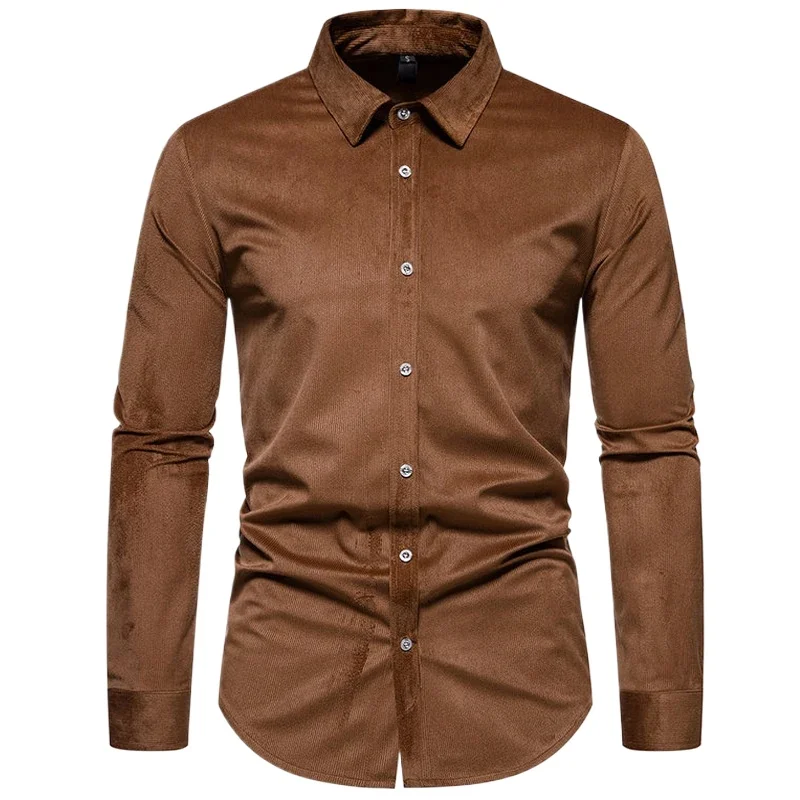 

Мужская деловая рубашка, весенний винтажный вельветовый кардиган Homme, дизайнерская одежда в корейском стиле, мужские повседневные деловые свободные рабочие рубашки