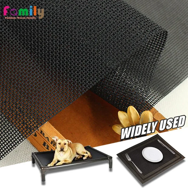 1Pc Teslin Mesh Fabric for DIY Office Beach Lounge Chair Placemat Thick Warterproof Mesh PVC Outdoor Fabric Multi Size Black