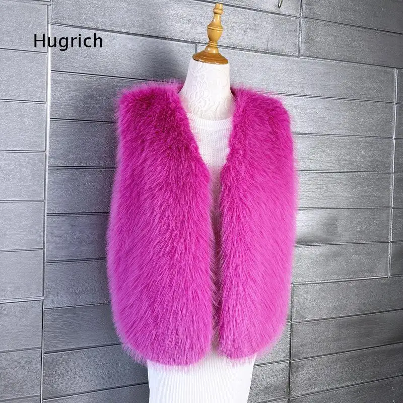 Women Autumn Winter Short Faux Toscana Fur Vest Eco Friendly Faux Fur Waistcoat Artificial Fox Fur Warm Sleeveless Outerwear Fo