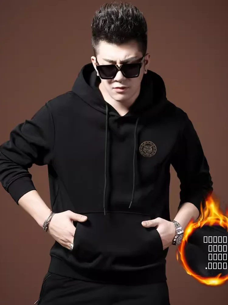 

Мужская толстовка Bla Hoodie с длинным рукавом, украшенная стразами, для весны и осени, повседневная, удобная, из смесового хлопка и полиэстера