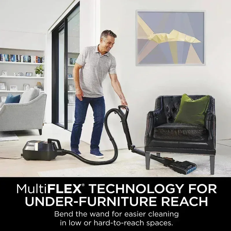 QZA4-Shark CZ2001 Vertex Canister Vacuum,Bagless,Corded,with Self-Cleaning Brushroll & DuoClean PowerFins,HEPA Anti-Allergen,