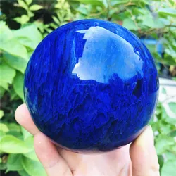5-10cm  Natural rare Blue smelting stone  quartz crystal ball home decoration natural stone cutting and polishi+ wood bracket