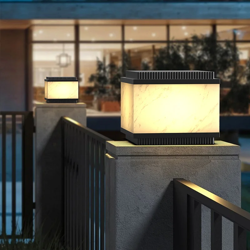 

Outdoor solar waterproof stigma lamp Villa door pillar imitation marble wall