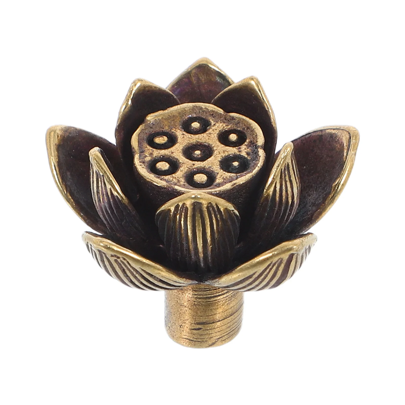 

Vintage Lotus Flower Brass Cabinet Knobs Retro Style Decorative Drawer Pulls Finish for Kitchen Wardrobe Furniture