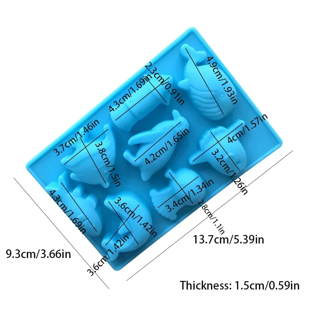 Silicone 3D Marine Chocolate Mold DIY Mini Penguin Octopus Dolphin Whale Fish Shaped Ice Cube Mold Cookie Candy Baking Cake Mold