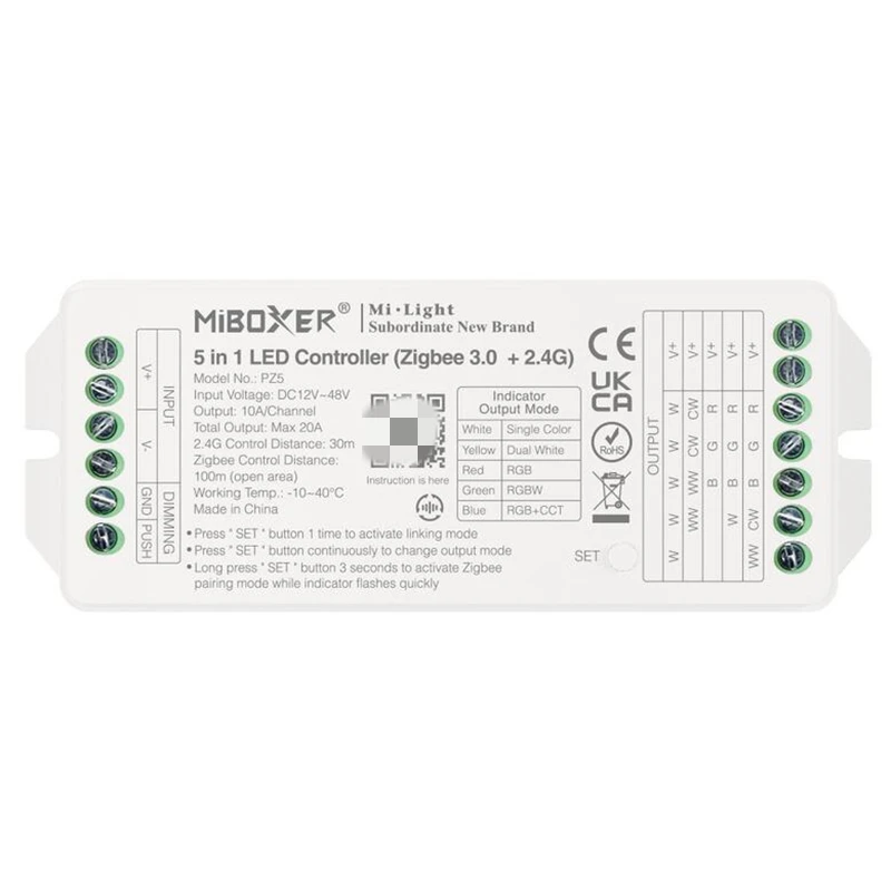 Miboxer Zigbee 3.0 + 2.4G Controller LED PZ2 2 in1 PZ5 5 in1 Max 20A per striscia Led singolo colore/doppio bianco/RGB/RGBW/RGB + CCT