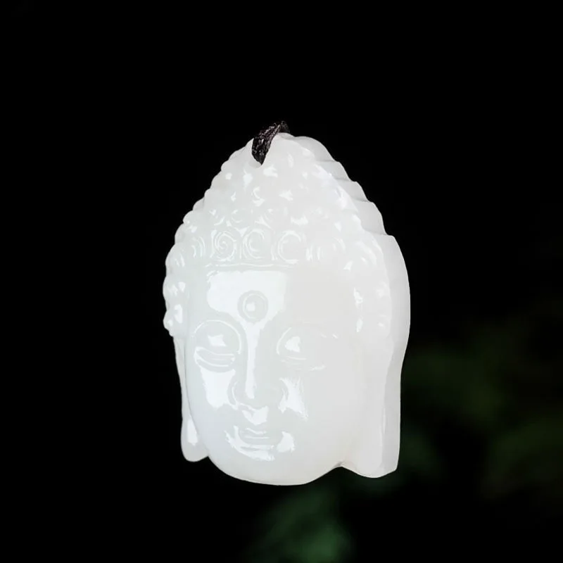 

Natural Afghan Jade White Jade Buddha Gong Pendant Men's and Women's Jade Men's and Women's Versatile