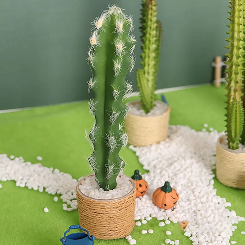 1:6 Dollhouse Miniature Cactus Vase Flower Potted Plants Flowerpot Tree Potted Dollhouse Decor Toy