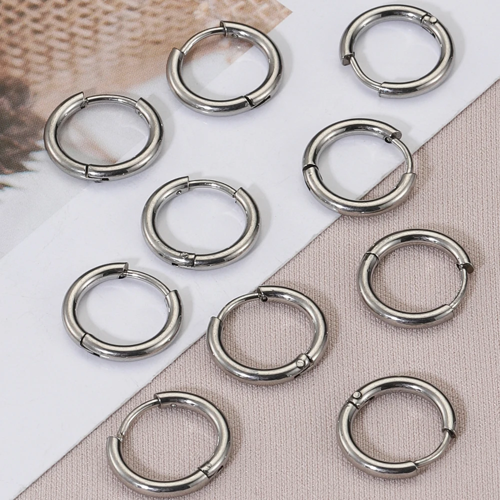 10pcs Stainless Steel Hoop Earrings 2.0mm Ear Ring Round Circle Earring