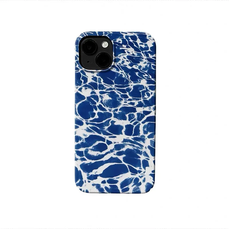 

Ins Korean Blue Shimmering Waves Case for IPHONE 17 16 ProMax 15 14 Plus 13 12 MINI 11 PRO 16Plus XR XS MAX Acrylic Phone Cover