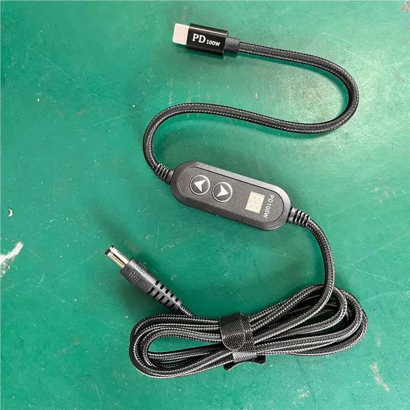 Efficientt-3X Type C To DC Power Boost Cable DC 5V/9V/12V/15V/20V Adjustable Boost Converter PD100W Trigger Cable USB To DC