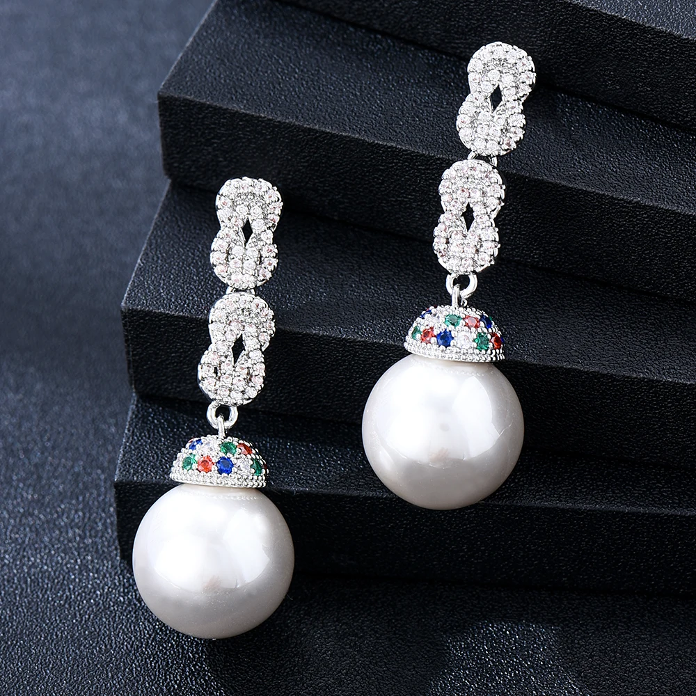 GODKI New Trendy Pearl Crossover Earrings For Women Wedding Party Indian Dubai Bridal Jewelry boucle d'oreille femme Gift