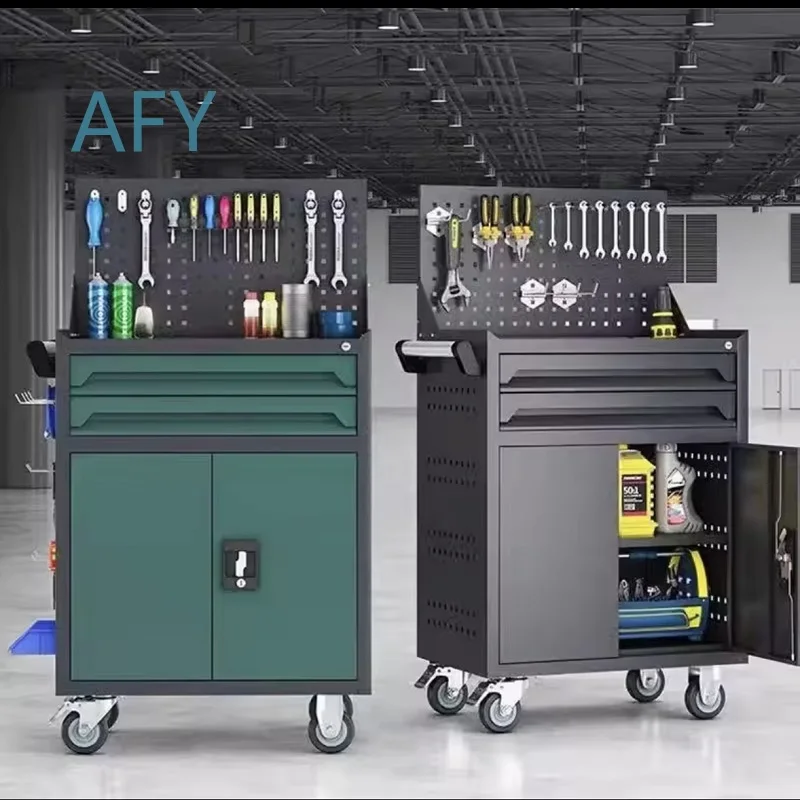 Tool Cart for Auto Repair Workshop Mobile Tool Cabinet with Workbench Trolley for Sheet Metal Hardware Tools Multi-Functional
