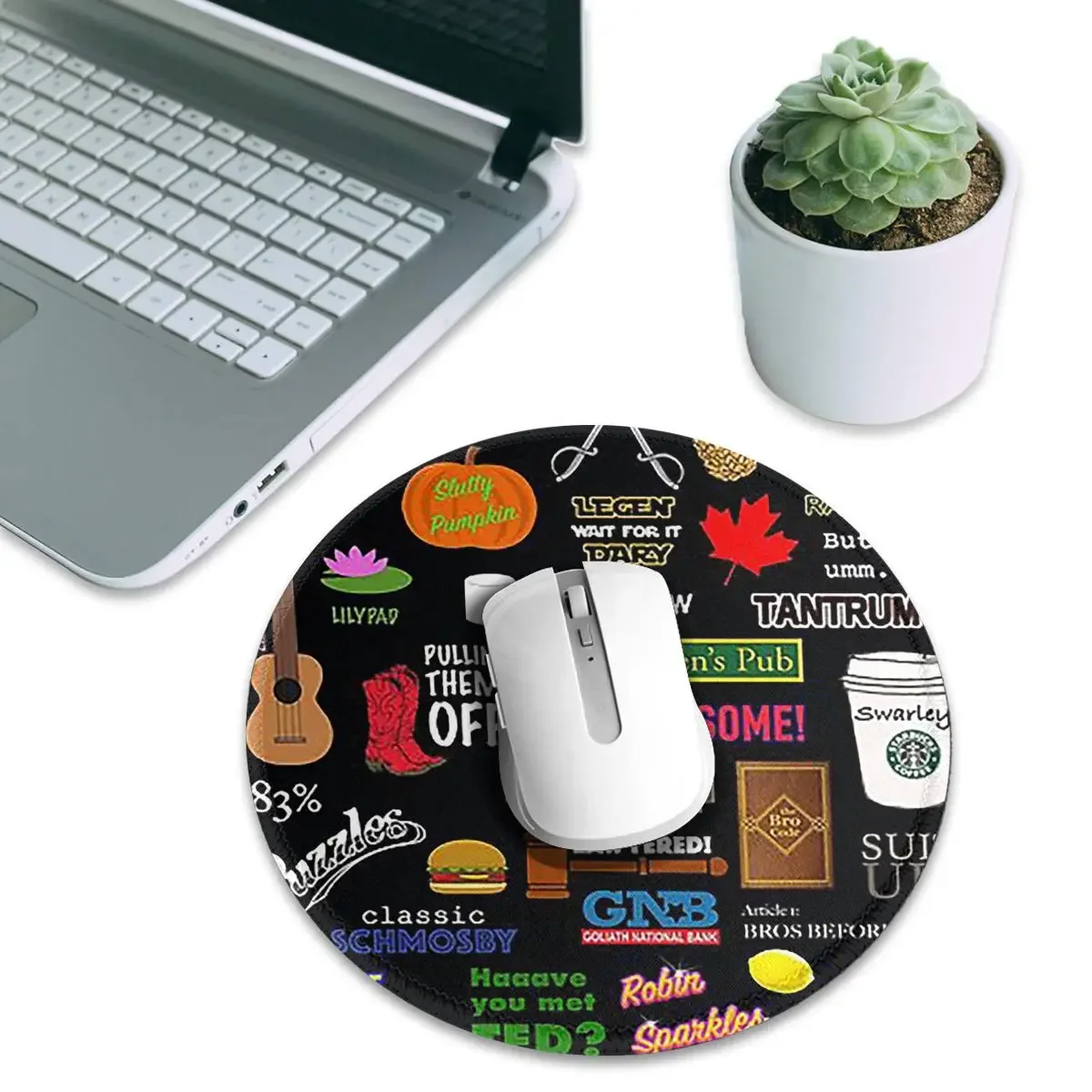 How I Met Your Mother Himym Tv Show Collag Round Mouse Pad Computer Keyboard Mouse Mat Gaming Laptop Desk Mat
