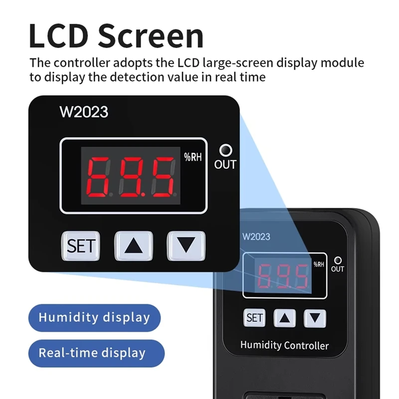 W2023 Display Digital Controlador de Umidade Soquete, Humidificação 1500W, Interruptor De Controle De Humidificação, Plug EUA
