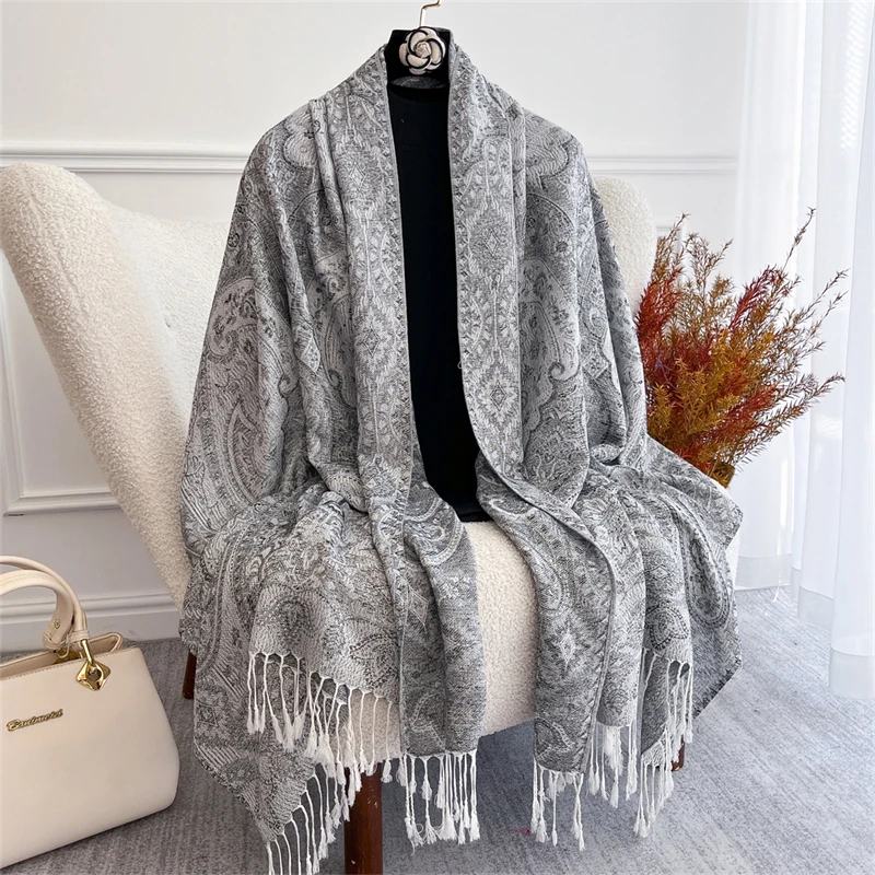 Luxury Brand Autumn Cashmere Pashmina Shawl Lady Wrap Warm Winter Scarves Design Print Female Foulard Cotton Stoles Scarf 2025