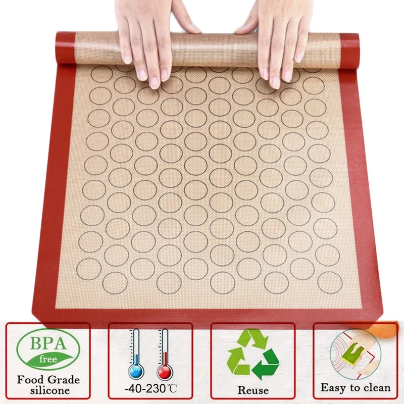Silicone Baking Mat Non Stick Oven Liner Macaron Pastry Cookie Rolling Dough Mat Reusable Pad Sheet Bakeware Kitchen Accessories