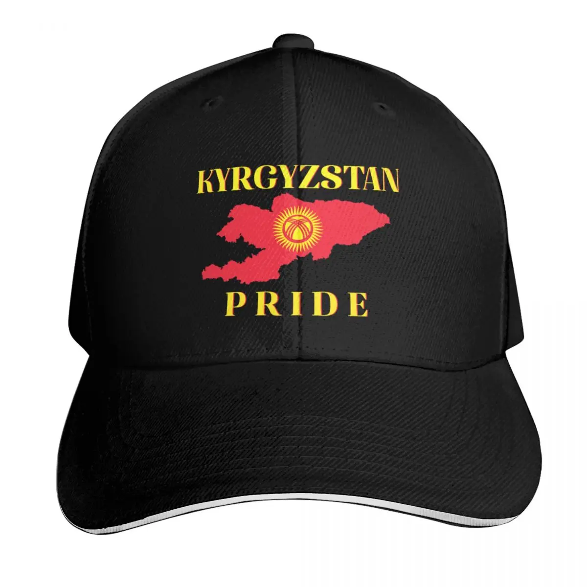 Kyrgyzstan Flag Pride Country Outline Baseball Cap Six Panel Structured Crown Sun Protection UPF 50+ Breathable Mesh Back