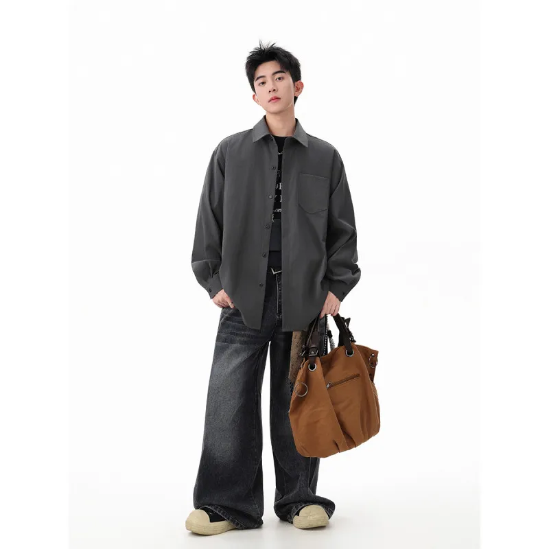 【Mirrordust】2025 herfst Koreaanse stijl effen kleur jas casual zakelijk non-stretch knoop revers shirt