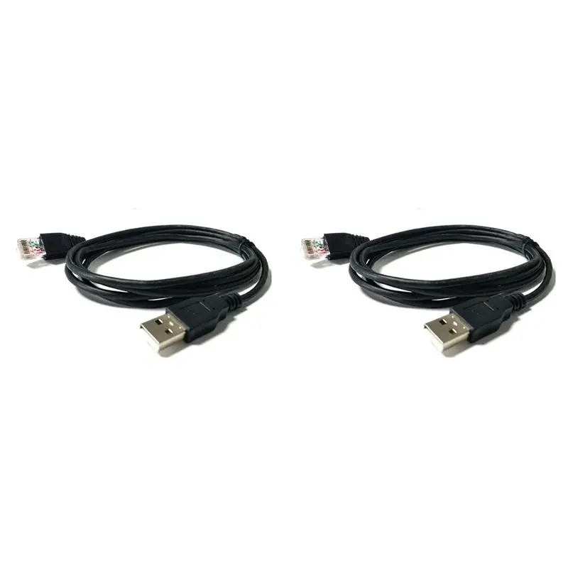 2X USB To RJ50 Console Cable AP9827 For APC Smart UPS 940-0127B 940-127C 940-0127E With Molded Strain Relief Boot,1.8M