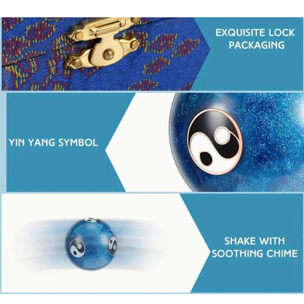 2pcsBaoding Ball Decorations, Chinese Style Health Massage Sports Pressure Ball Adult Gift Box，Hand Relief Sports Ball Yin-Yang