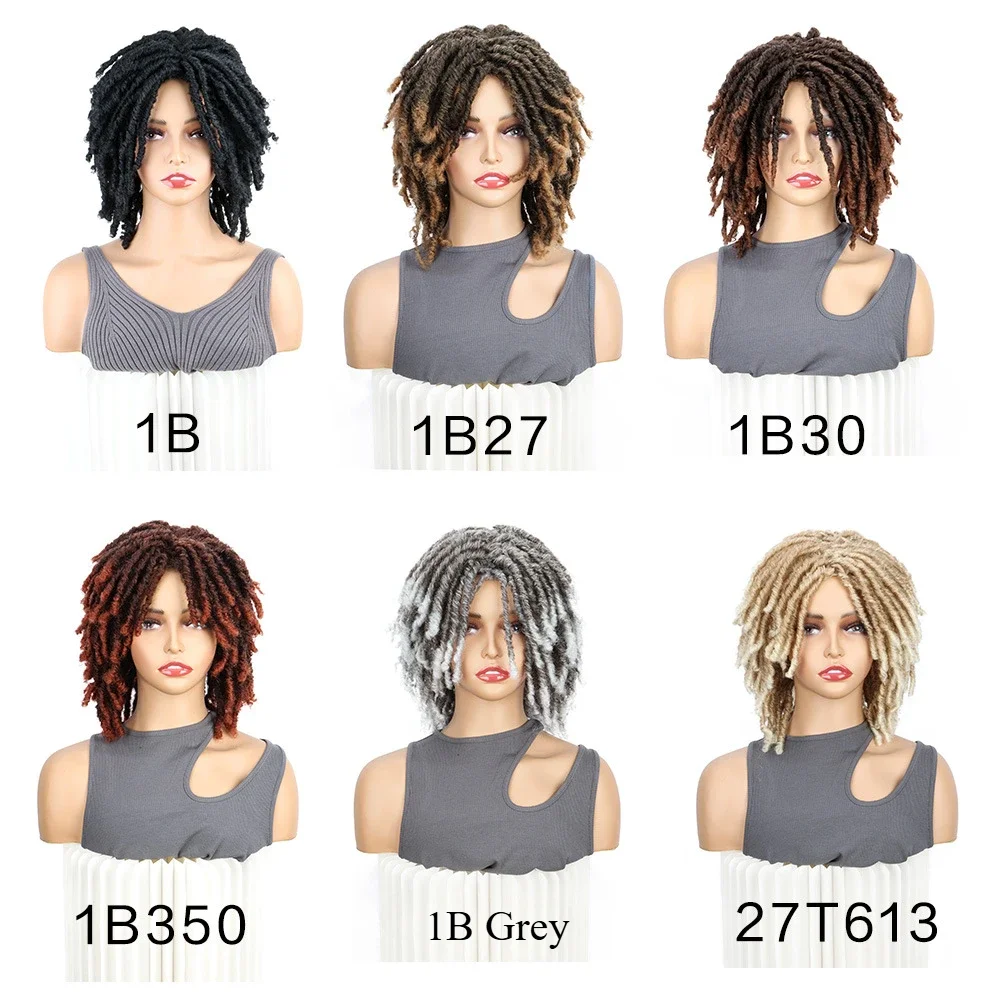 14 بوصة قصيرة الأفرو مجعد مضفر بيروكات صناعية للرجال أوبورن شعر مستعار المجدل الكروشيه تويست شعر مستعار جديلة الباروكات