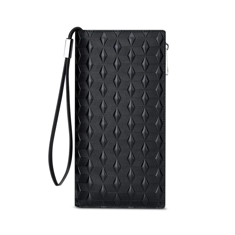 Men's leather handbag, fashionable long wallet, multifunctional card holder, mobile phone bag