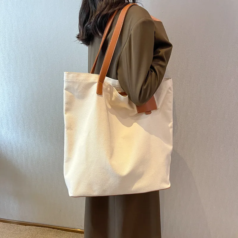 Tote Bag Women  New Color Scheme Design Large Capacity Canvas Bucket One Shoulder Underarm Bags Commuting Handbag Female