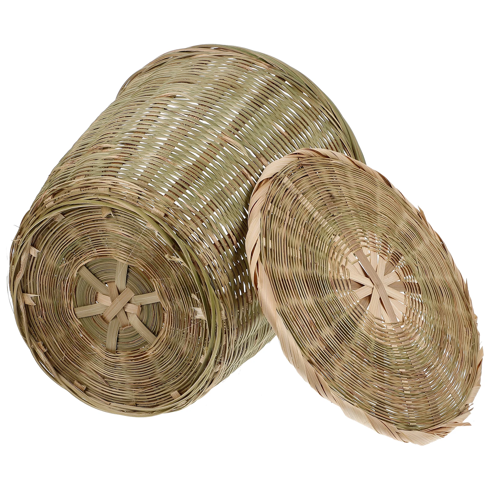 

Bamboo Basket Storage Woven Trash Can Lid Garbage Waste Baskets Kitchen Fruit Toy Storage Organizer Sundries Household