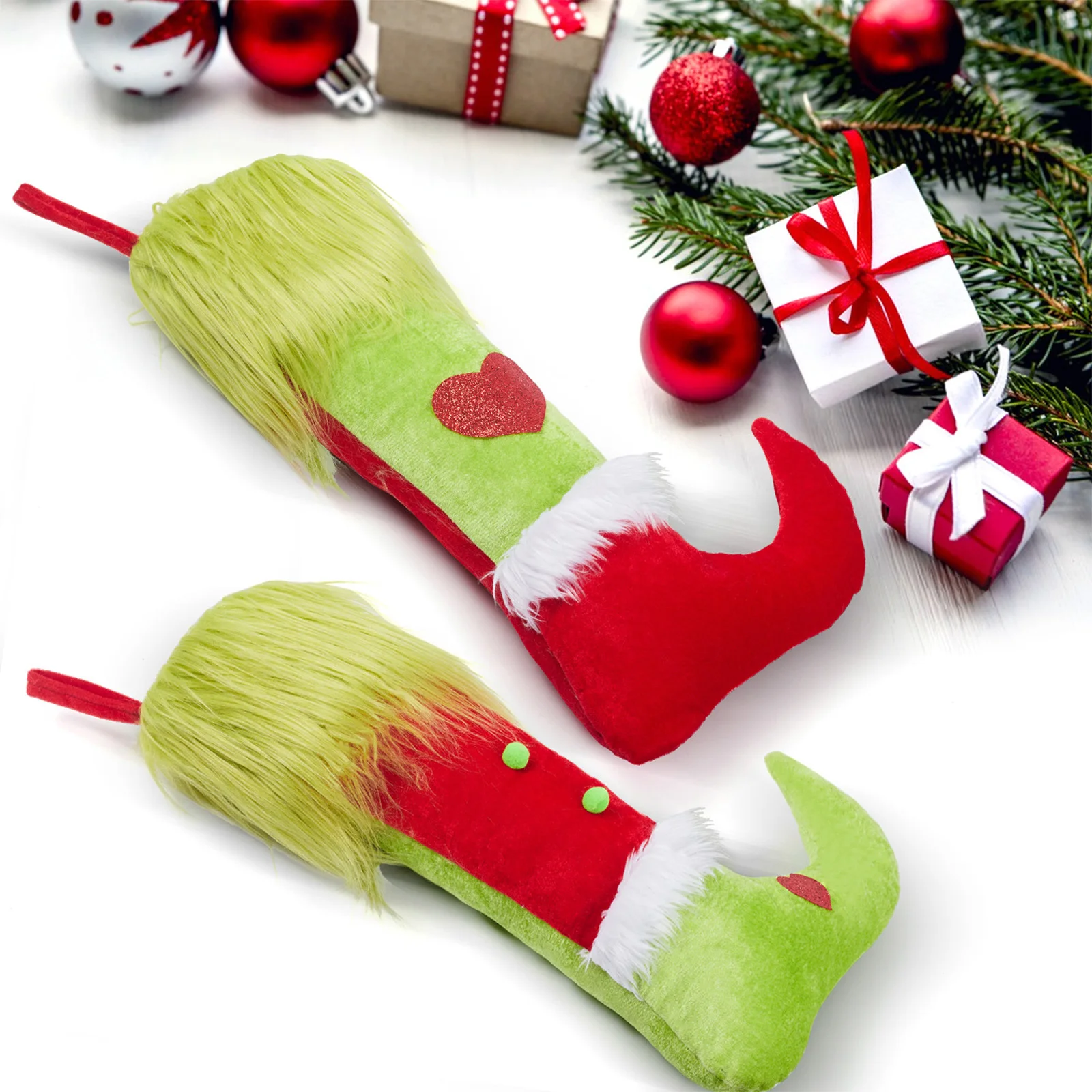 

Hanging Christmas Stockings Gift Bag Boots Candy Bag Sock Noel Candy Bag Filler Xmas Tree Pendant Sock New Year Festive Supplies