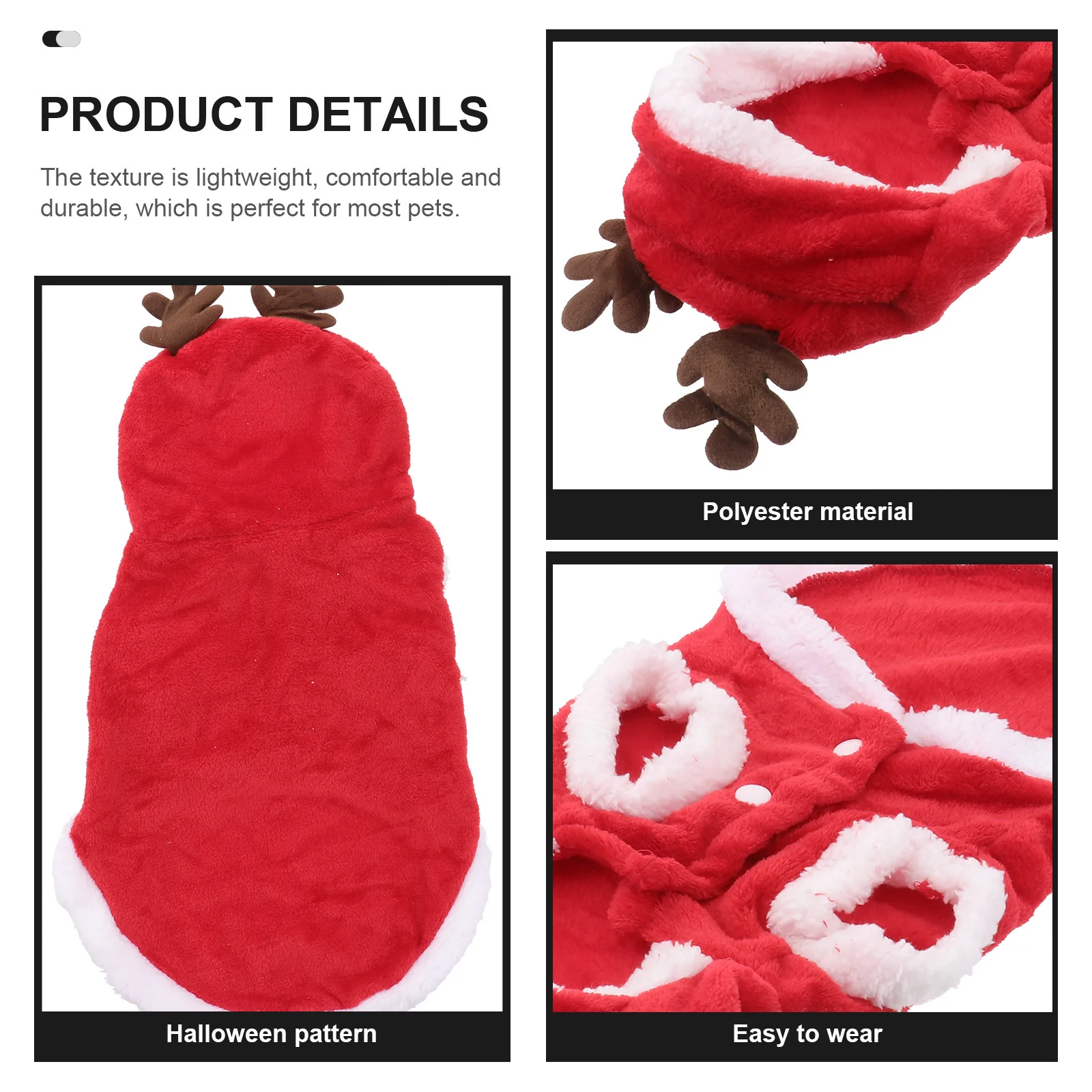 

Christmas Pet Dog Keep Warm Clothes Flannel Elk Pattern Autumn Winter Puppy Hooded Coat Size L Comfortable Flannel Pet Costume