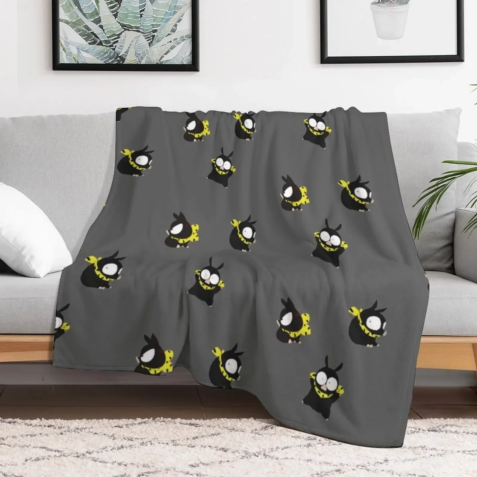 خلفية رمادية بنمط خنزير Ranma - رسمة أصلية من SillyFun.redbubble.com بطانية رمي نزهة بياضات سرير بطانيات أريكة عملاقة