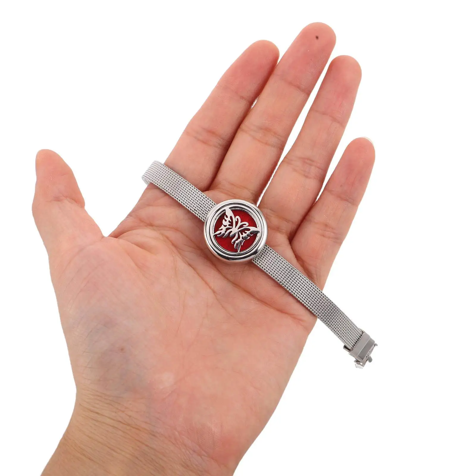 

Stainless Steel Adjustable Diffuser Bracelets Aromatherapy Essential Oil Locket with Replaceable Pads Romantic Scent Jewelry