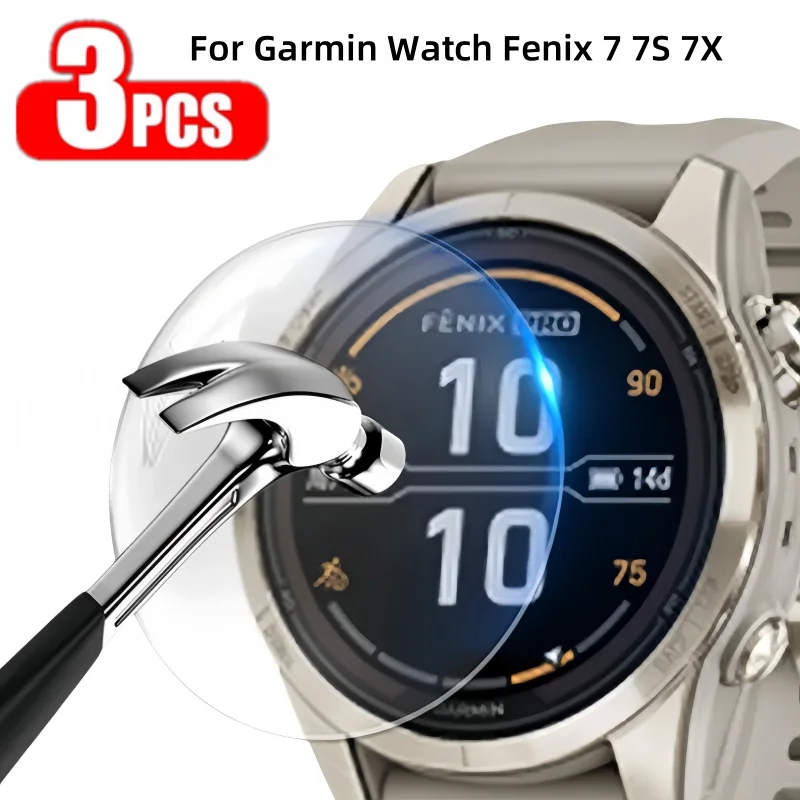 3PCS Protective Glass For Garmin Watch Fenix 7/7S/7X/6/6S/6X Full Cover Tempered Glass for Fenix 6S Pro 6Xpro Screen Protector