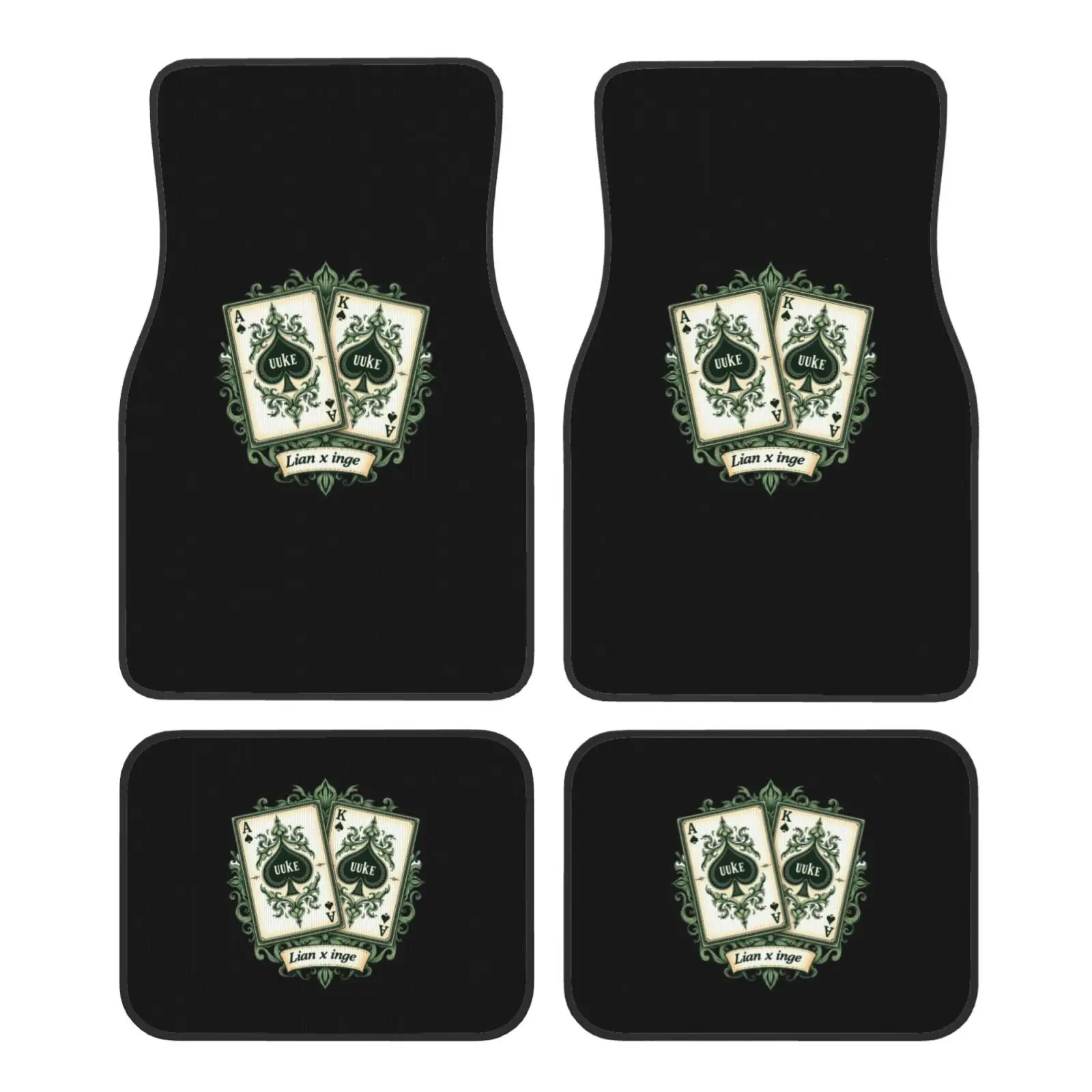 Spade Card A Pattern 4PCS Crystal Velvet Car Floor Mats Set of Four Anti Fouling Car Mats Carpet Anti Slip Car Floor Mat