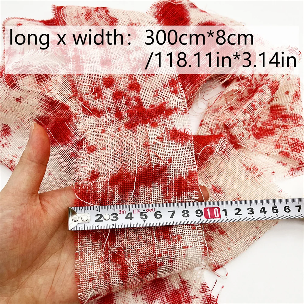 3m Halloween Bloody Cloth Strips Blood Gauze Bandage Haunted House Warning Isolation Belt Home Horror Party Scene Decor Props