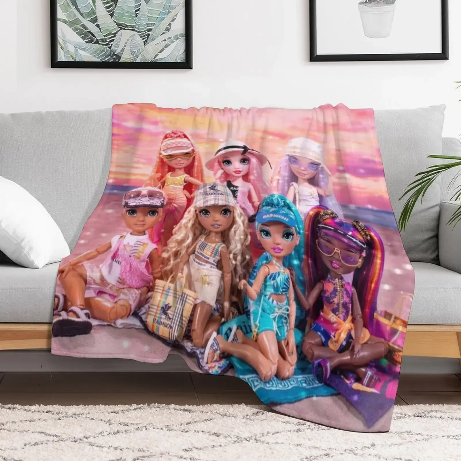 

Rainbow High Pacific Coast group artwork Throw Blanket Beach bed plaid Furrys Blankets