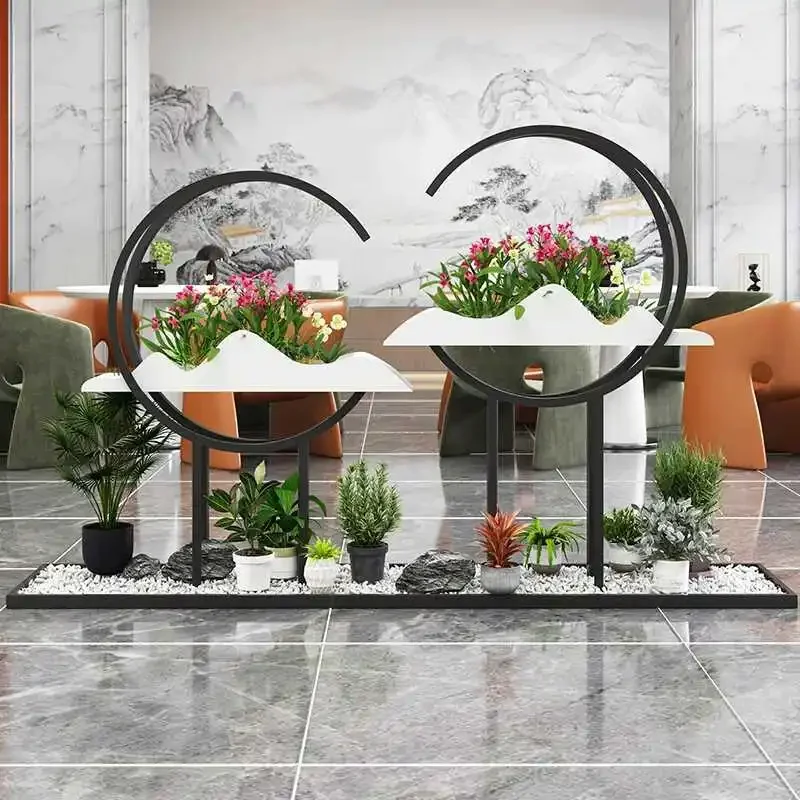 Shopping mall wrought iron flower stand lobby beautification sales department decorative potted plant stand