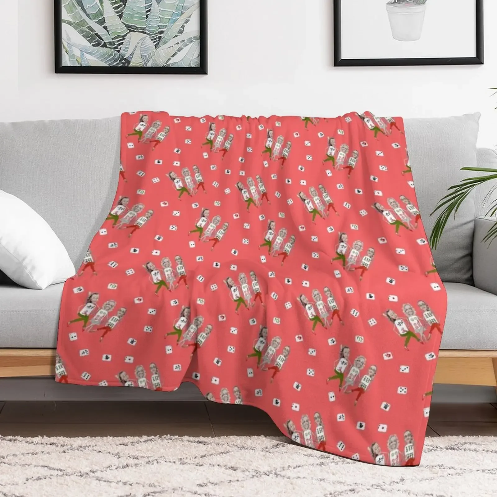 Mah Jong : Tripple Knitting Throw Blanket All Weather Soft Throw Blanket for Sofa