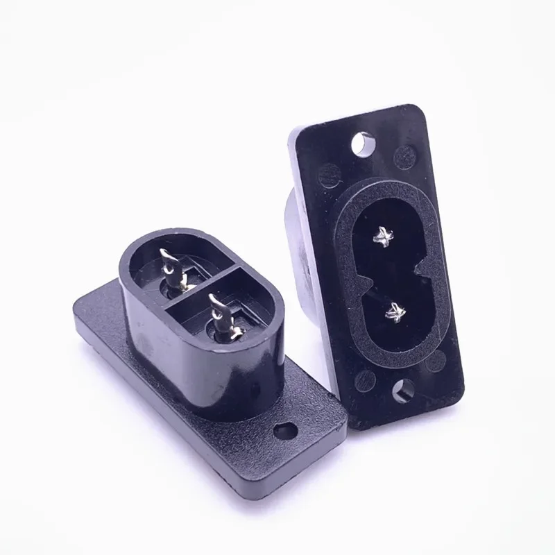 5Pcs black IEC320 C8 Black 2 Terminal Power Plug Inlet Socket AC 250V 2.5A Switch socket connector