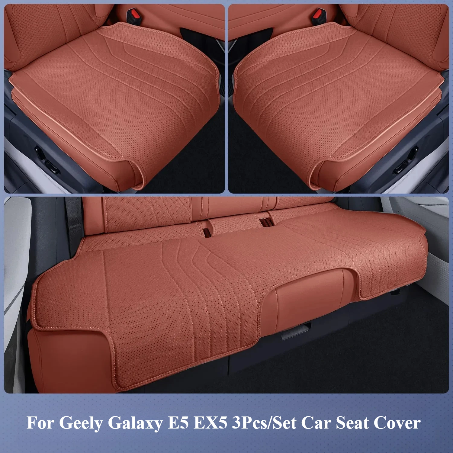3Pcs/Set Car Seat Bottom Cushion Four Seasons Leather Breathable Front Rear Seat Cover Pad Accessories For Geely Galaxy E5 EX5