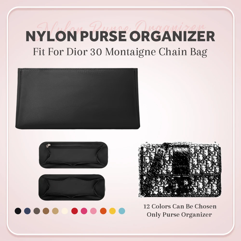 Nylon Purse Organizer Insert, Inside Storage Bag Organizer Insert Fit for Dior 30 Montaigne Chain Bag Inner Liner Bag In Bag