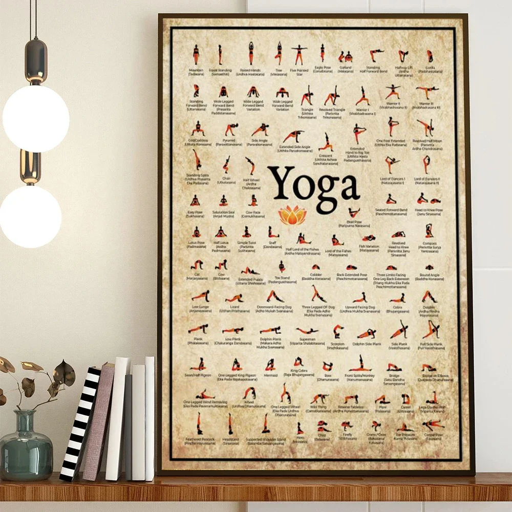 Exercise Gym Yoga Ashtanga Chart Pose Health Poster Modern Wall Art Canvas Painting Yoga Print Living Room Home Wall Decoration