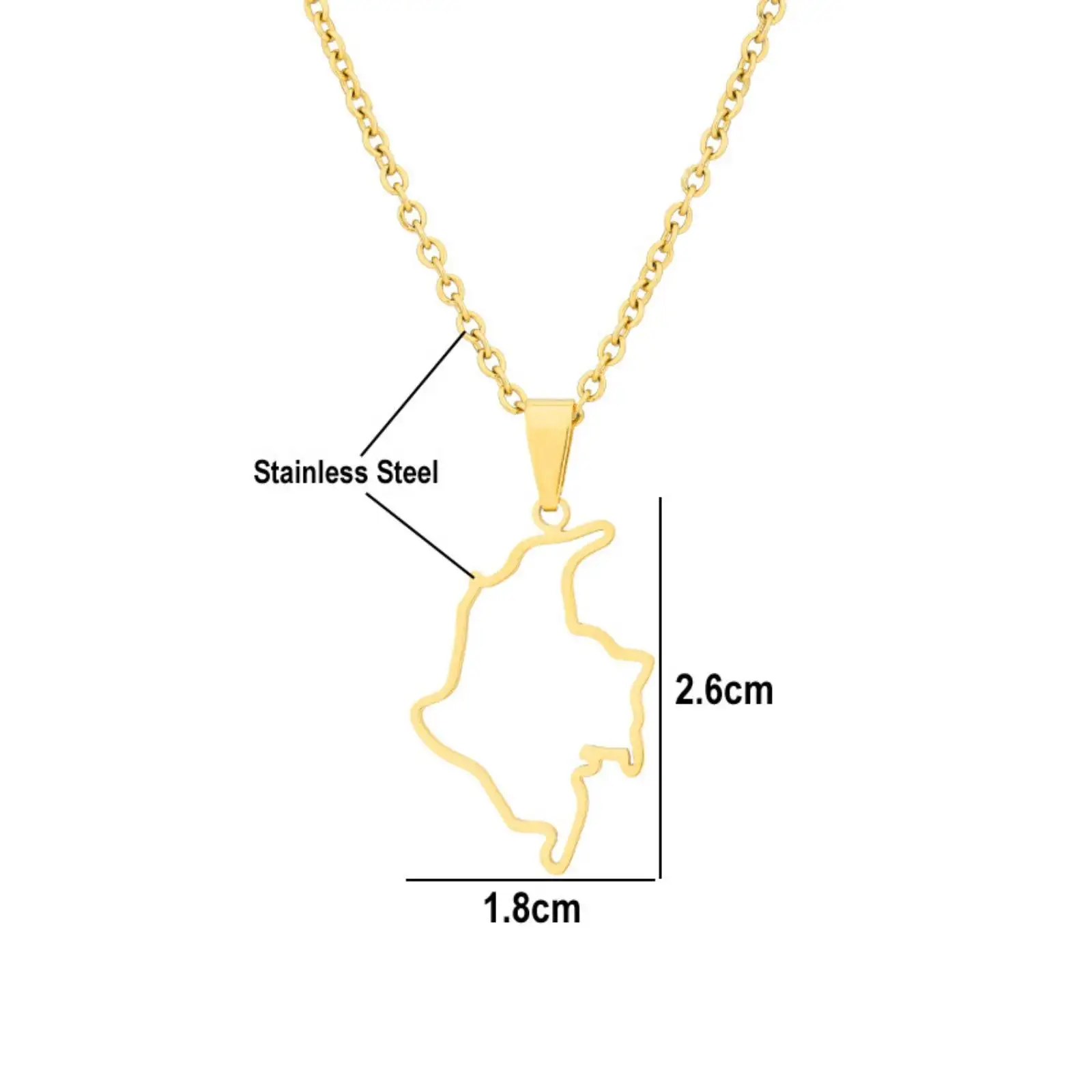Kolumbien-Karte Anhänger Halskette Edelstahl Ethnischer Schmuck Geschenk für Männer und Frauen – Detail 7