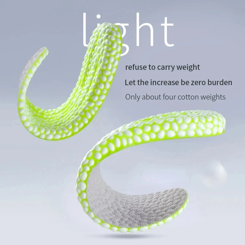 1 Pair Green EVA Material Invisible Height Increase Insoles For Shoes Breathable Shock Absorption Comfortable For Women Men