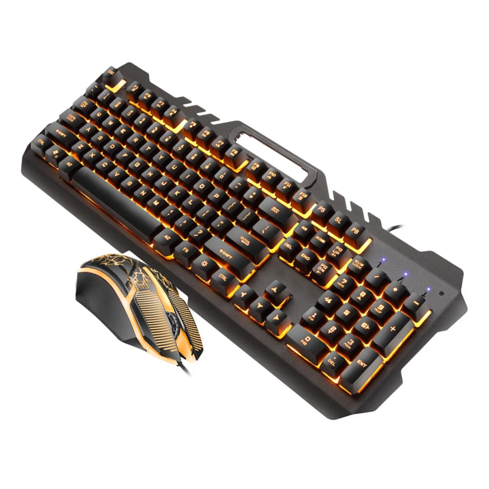 

Metal Wired Gaming Wired Keyboard Mechanical Orange Light Scratch Backlit Gaming Keyboard Resistant Durable RGB