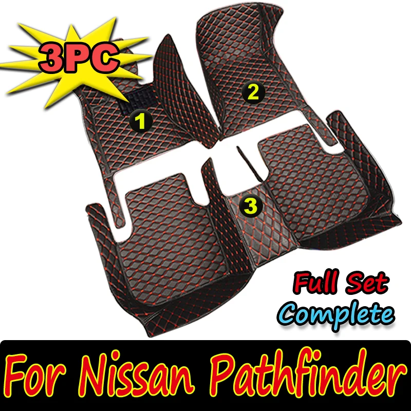 Car Floor Mats For Nissan Pathfinder R52 7seat 2014~2020 Auto Anti-dirt Pad leather Mat Rugs Pad Interior Parts Car Accessories