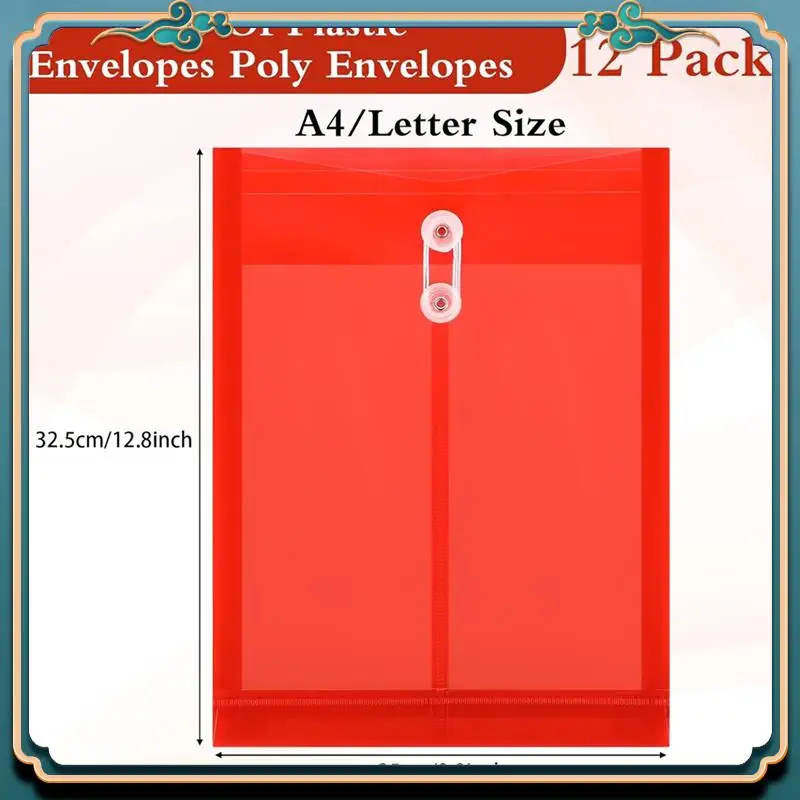 (New)-12PCS Plastic File Folders For Documents A4 Plastic Envelopes Folders For School Home B