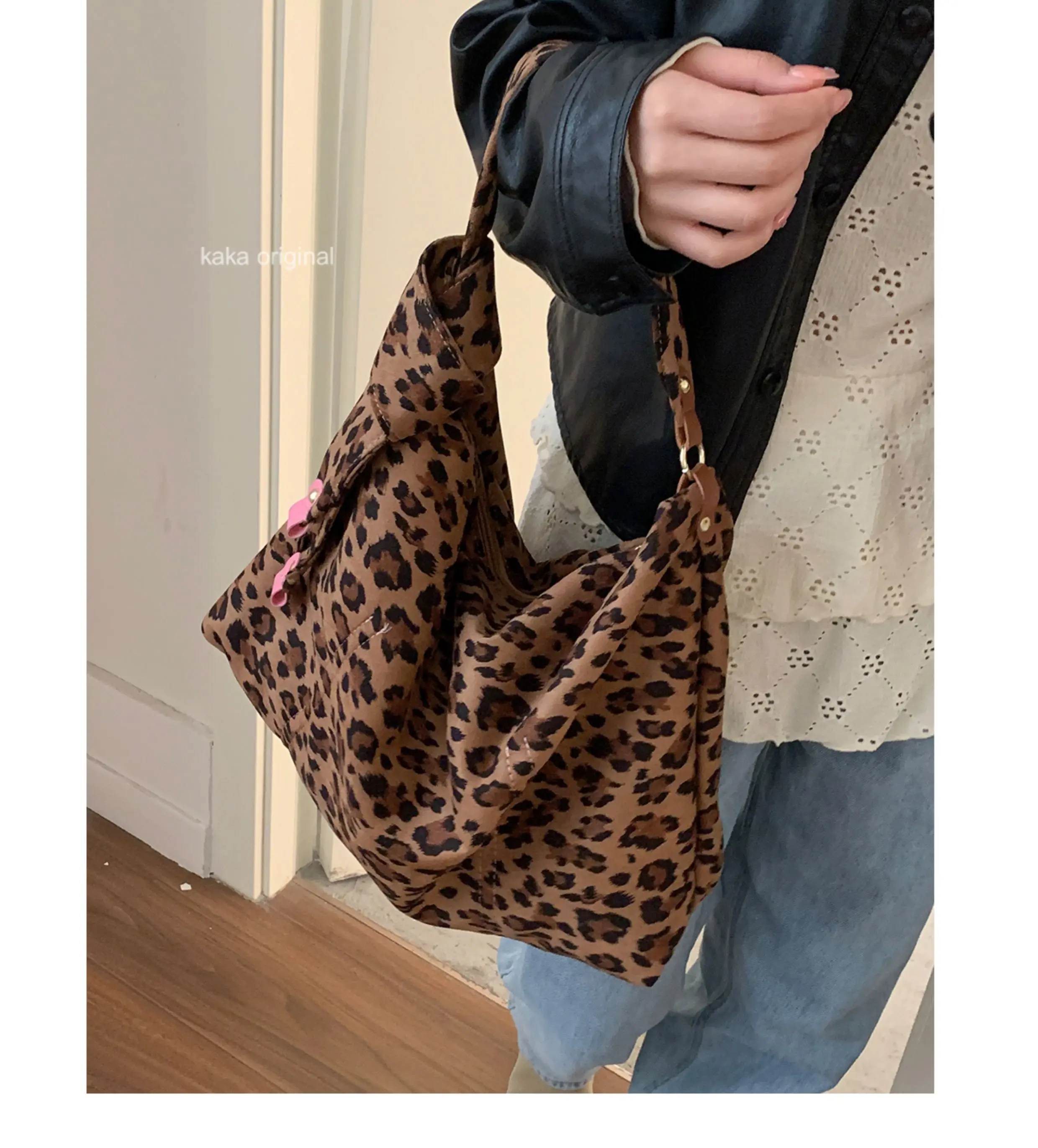 

Retro Suede Leopard Bag for Women 2025 New Fashion Underarm Large Capacity Tote Bags