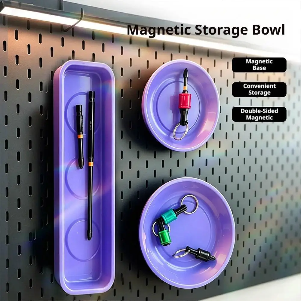 Magnetic Bowl For Screws,Magnetic Bowls For Holding Nuts and Bolts, Small Parts,Pins,Tools,Plate,Dish,Set,Tray,Round,Purple